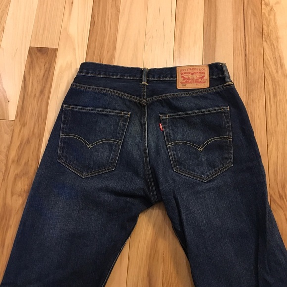 501® ORIGINAL FIT MEN'S JEANS W32 L 32 Dark Wash - Picture 9 of 10
